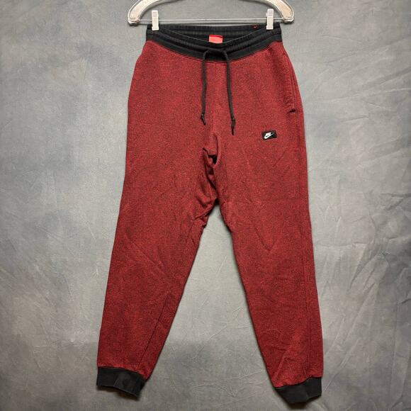 Nike Joggers Maroon Red Cuff Slim Fit Sweatpants Men's Small Fitted Athletic - Picture 1 of 10